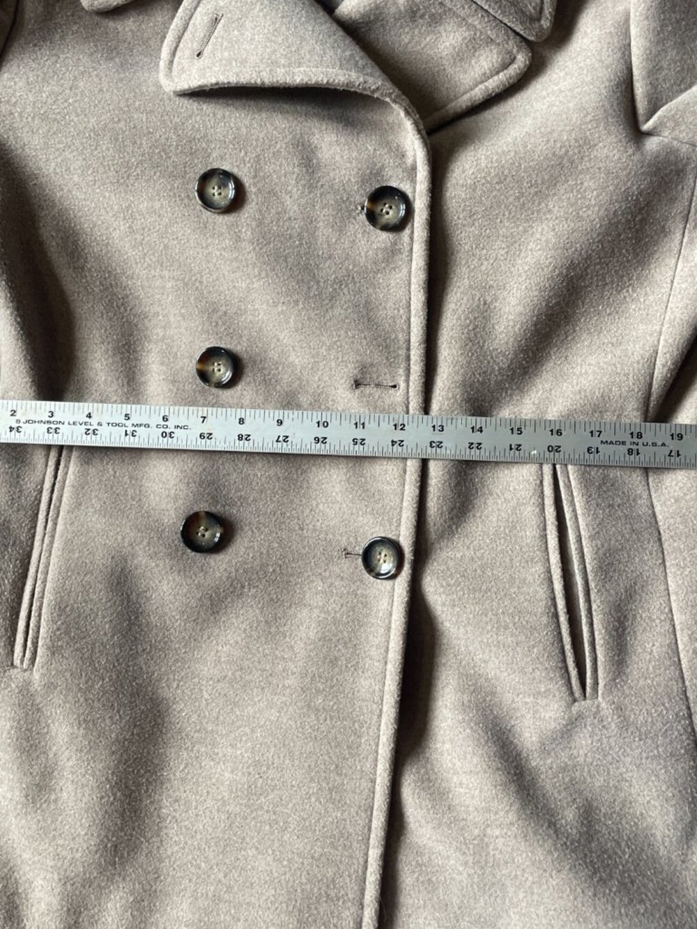 Calvin Klein Taupe/Brown Pea Coat, Size 16 Double Breasted - Picture 15 of 16